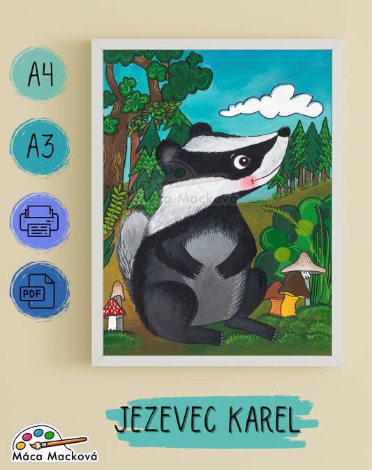 "Jezevec Karel" - dětský plakát PDF k tisku A4, A3