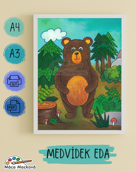 "Medvídek Eda" - dětský plakát PDF k tisku A4, A3