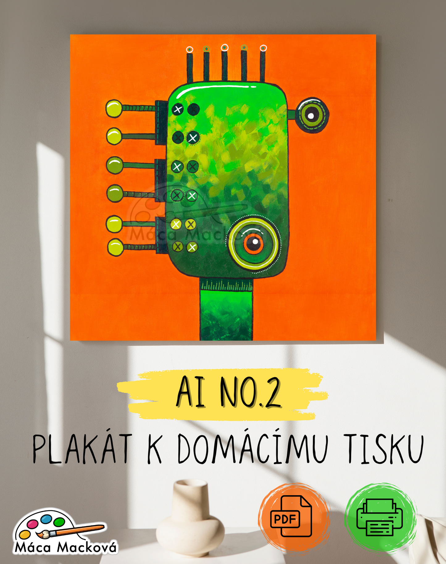 "AI no. 2" - originální dětský plakát PDF k tisku - 3 velikosti