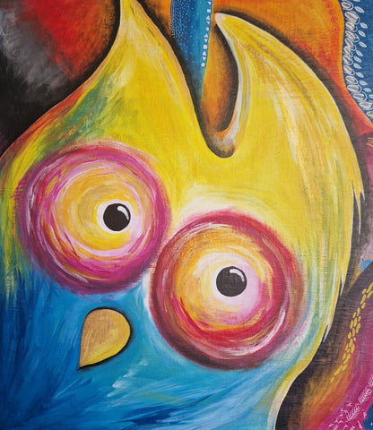 detail originálního autorského obrazu overthinking