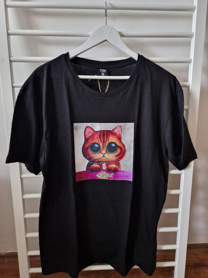 Černé tričko "The Rich Cat" vel. XXL
