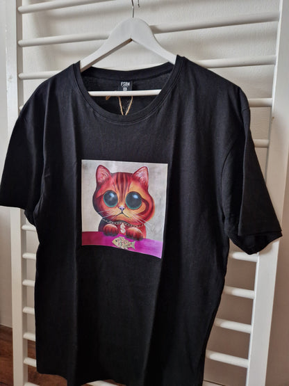 Černé tričko "The Rich Cat" vel. XXL