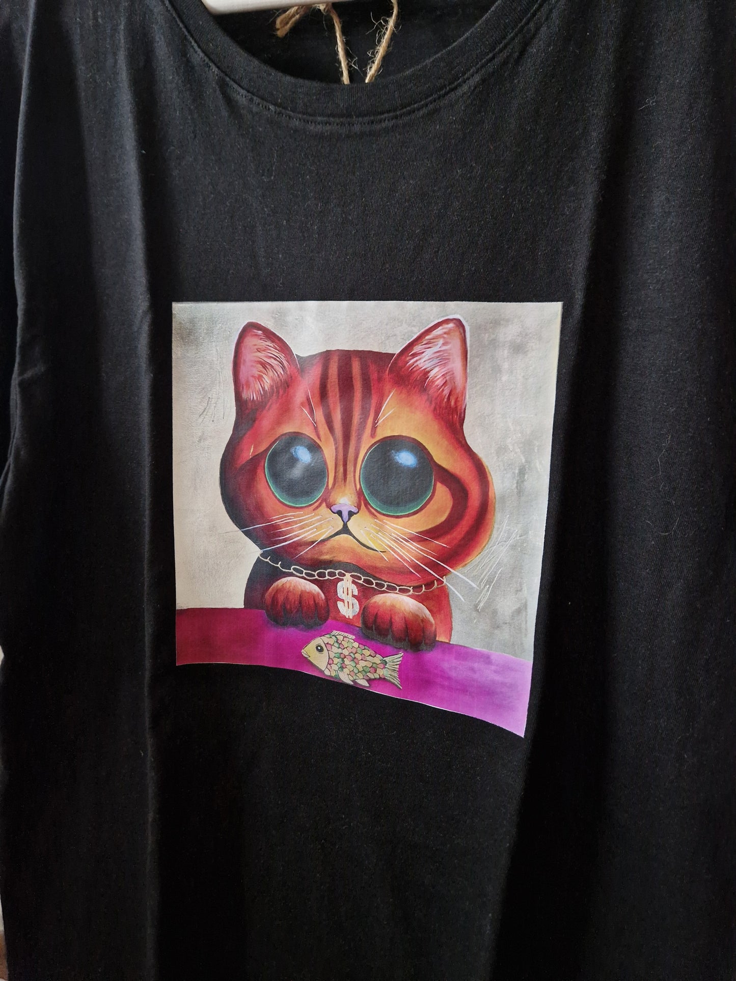 Černé tričko "The Rich Cat" vel. XXL