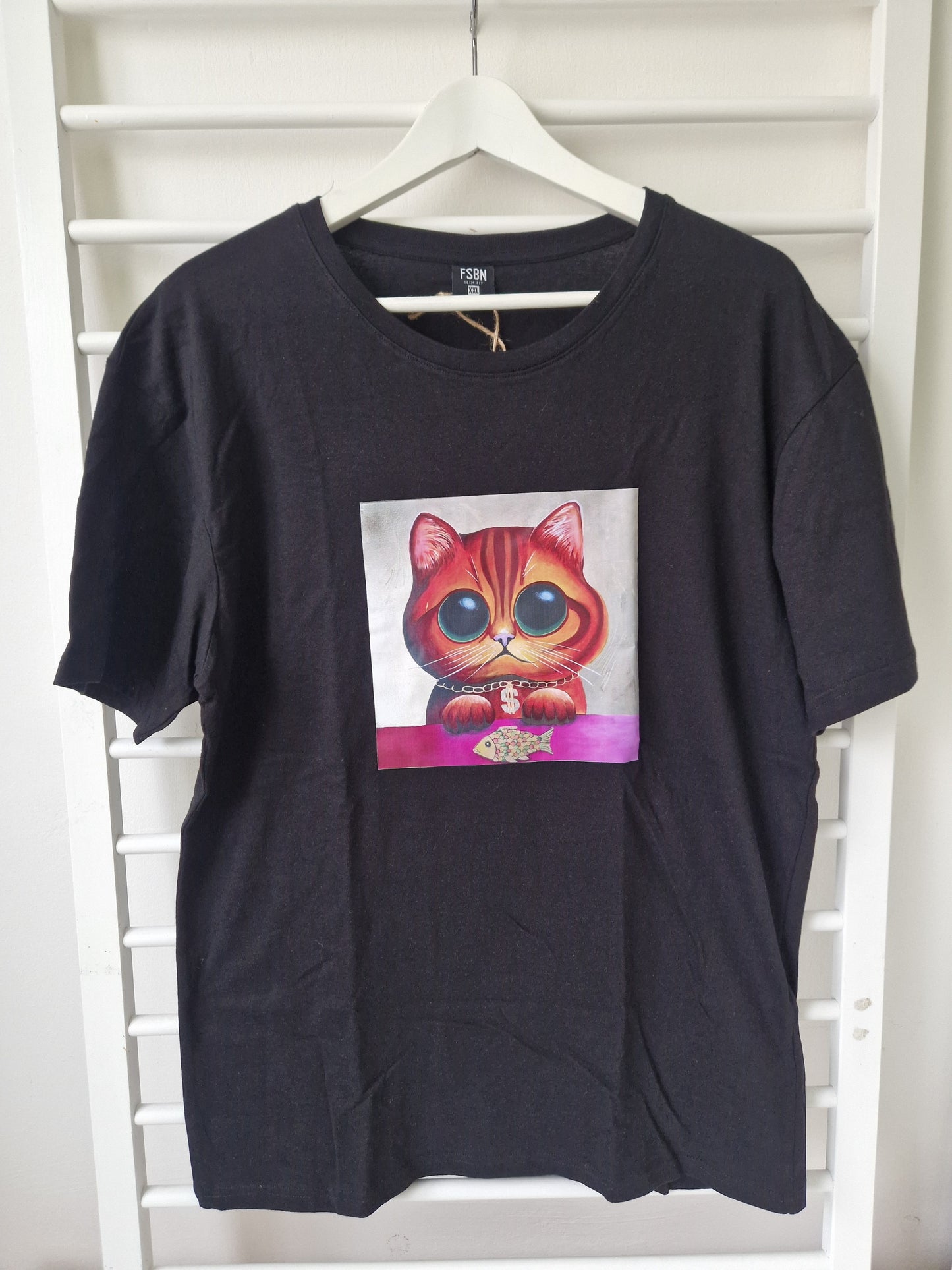 Černé tričko "The Rich Cat" vel. XXL
