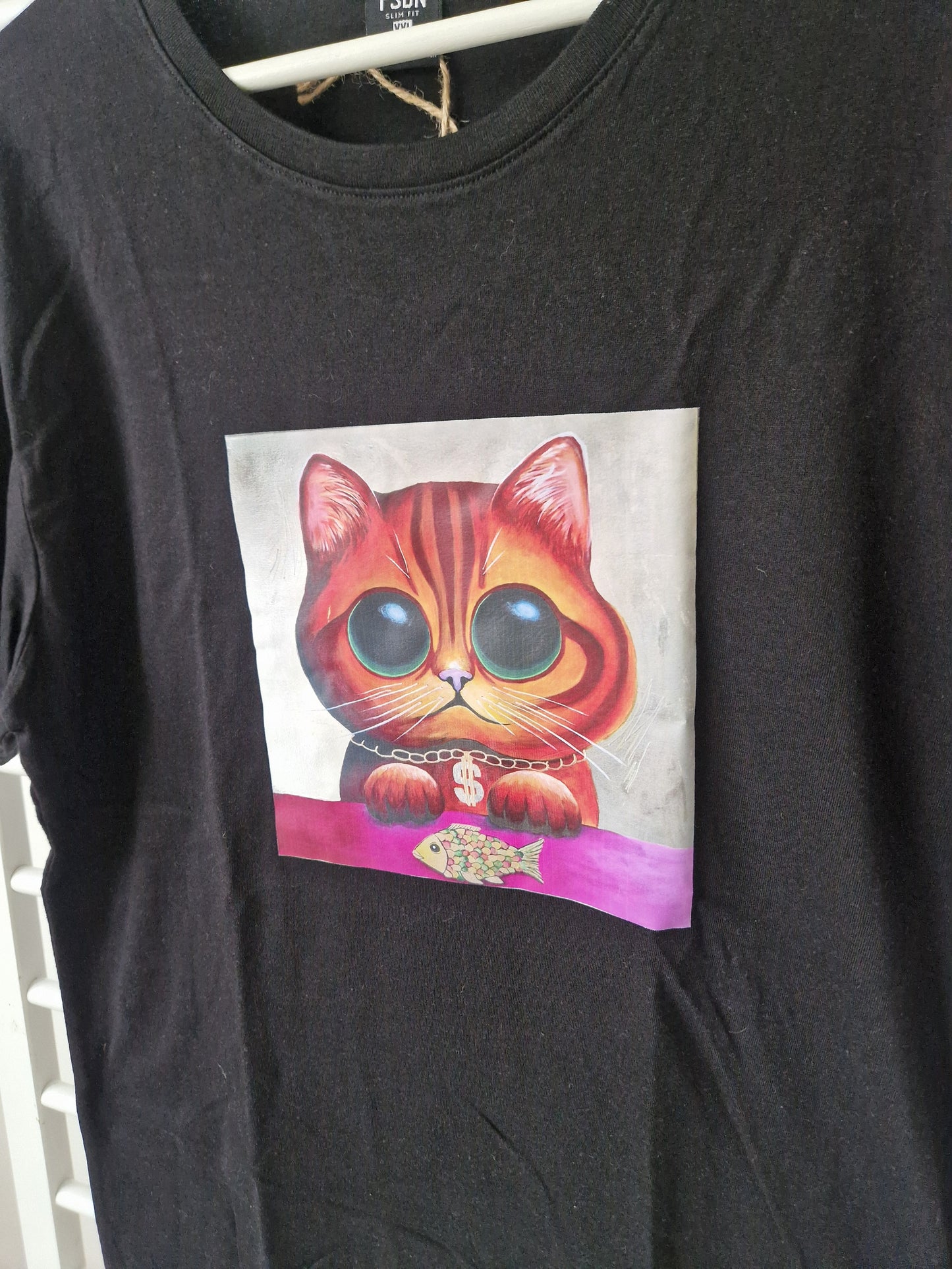 Černé tričko "The Rich Cat" vel. XXL