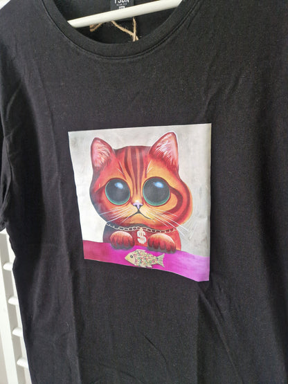 Černé tričko "The Rich Cat" vel. XXL