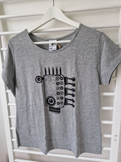 Šedé tričko "Robot" - linoryt