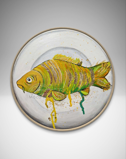 Golden Carp - autorský obraz 30cm průměr