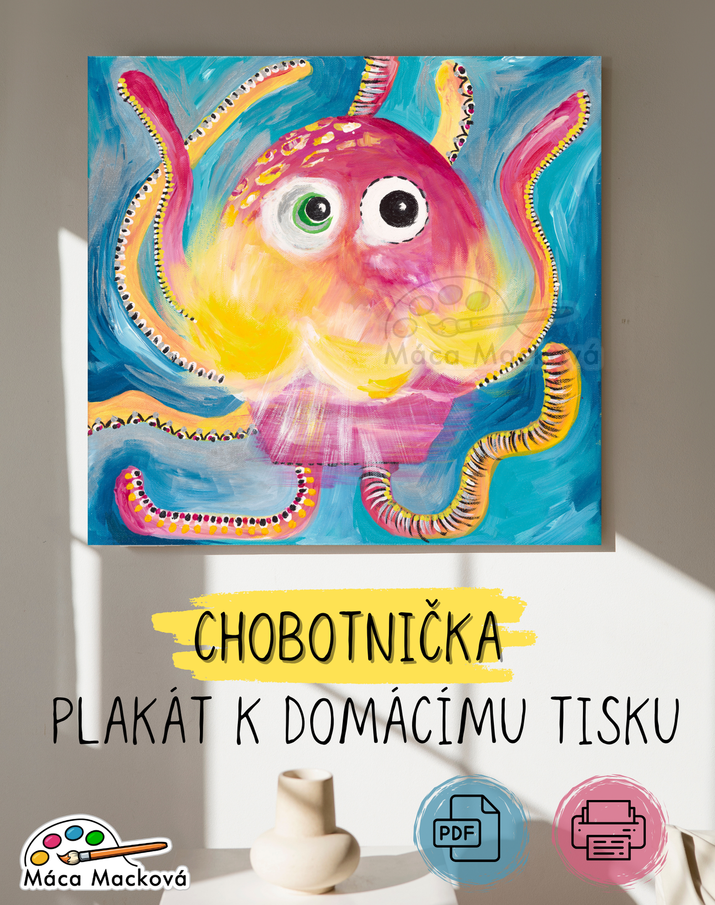 "Chobotnička" - originální dětský plakát PDF k tisku - 3 velikosti