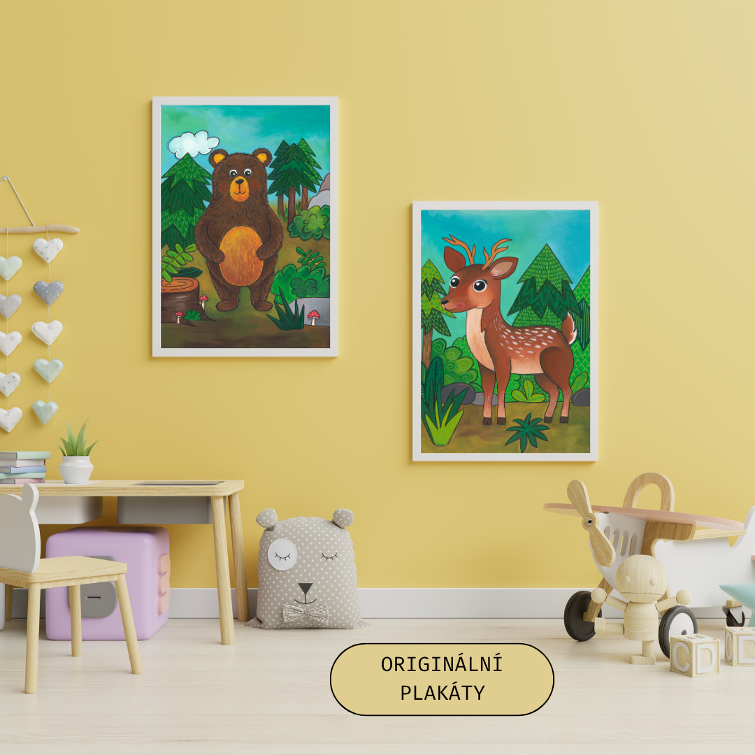 dětské plakáty s lesními zvířátky k tisku doma