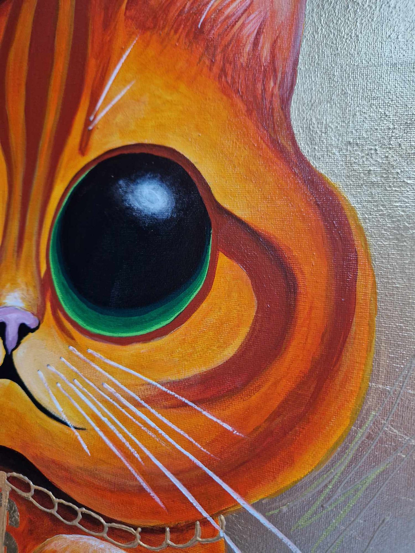 detail  obrazu - The Rich Cat - autorská malba