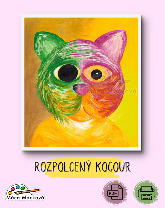 "Rozpolcený kocour" - originální plakát PDF k tisku - 2 velikosti