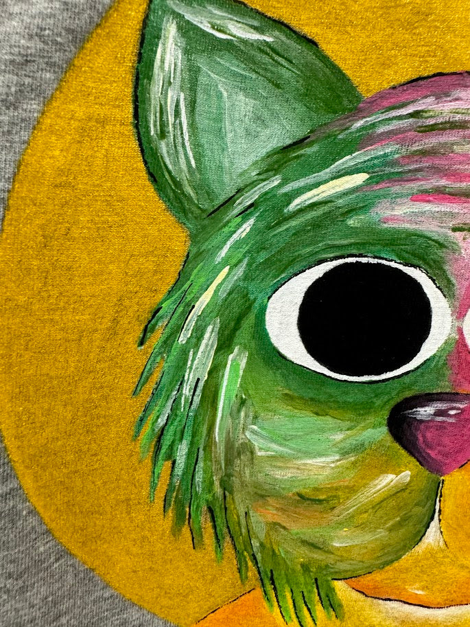 Šedé tričko "Rozpolcený kocour" vel. XL