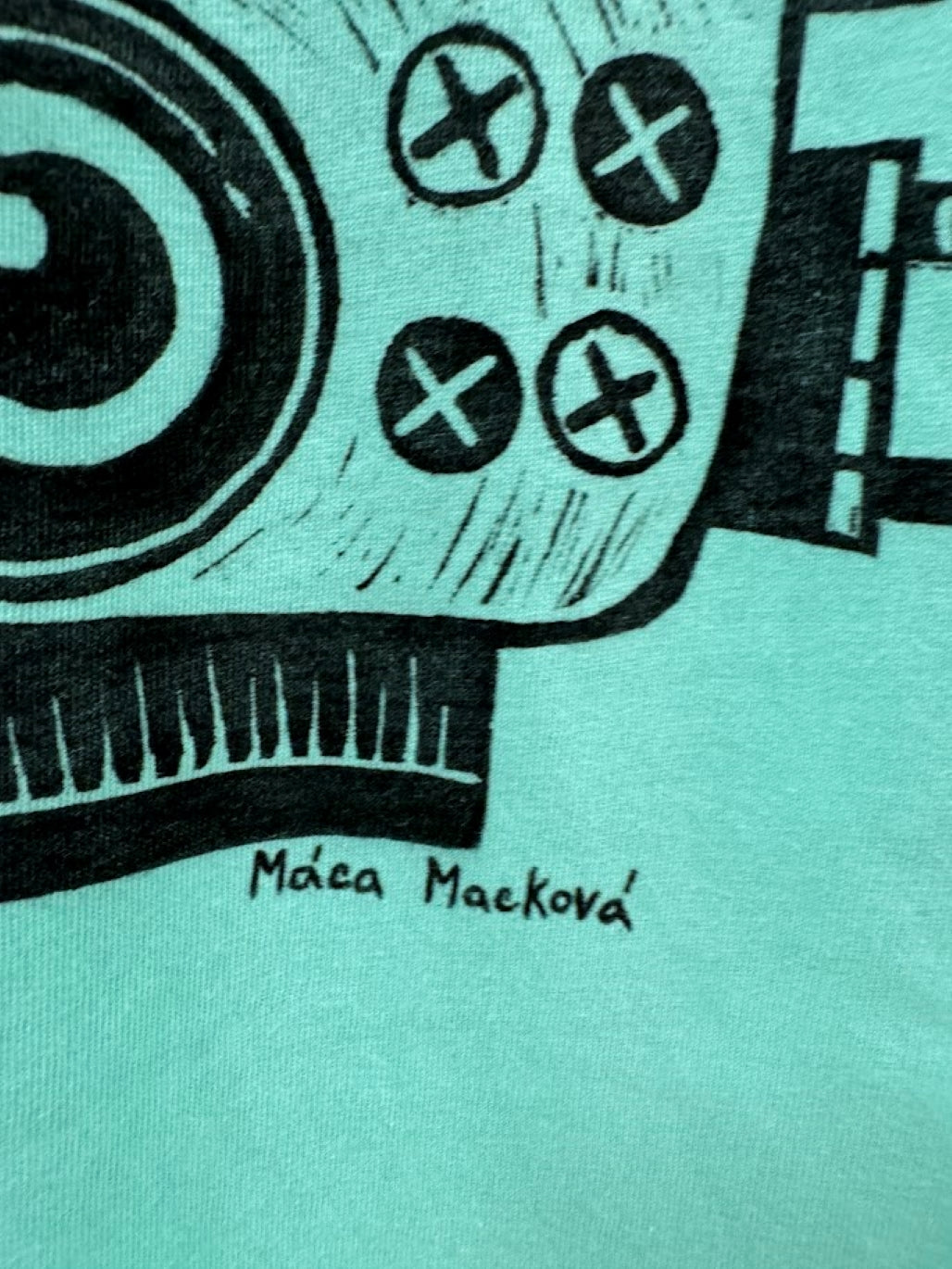 Mintové tričko "Robot" - linoryt - XL