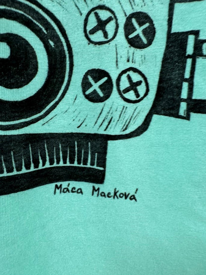 Mintové tričko "Robot" - linoryt - XL
