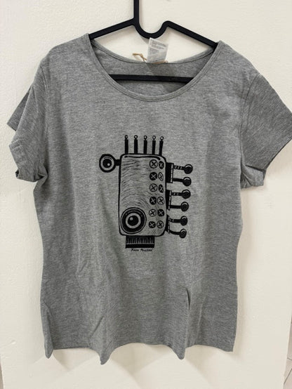 Šedé tričko "Robot" - linoryt