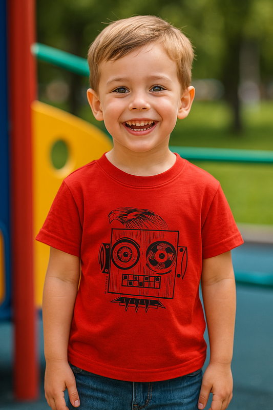 autorský motiv robota - dětské tričko