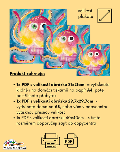 Plakát do dětského pokoje ke stažení v PDF Chobotnička