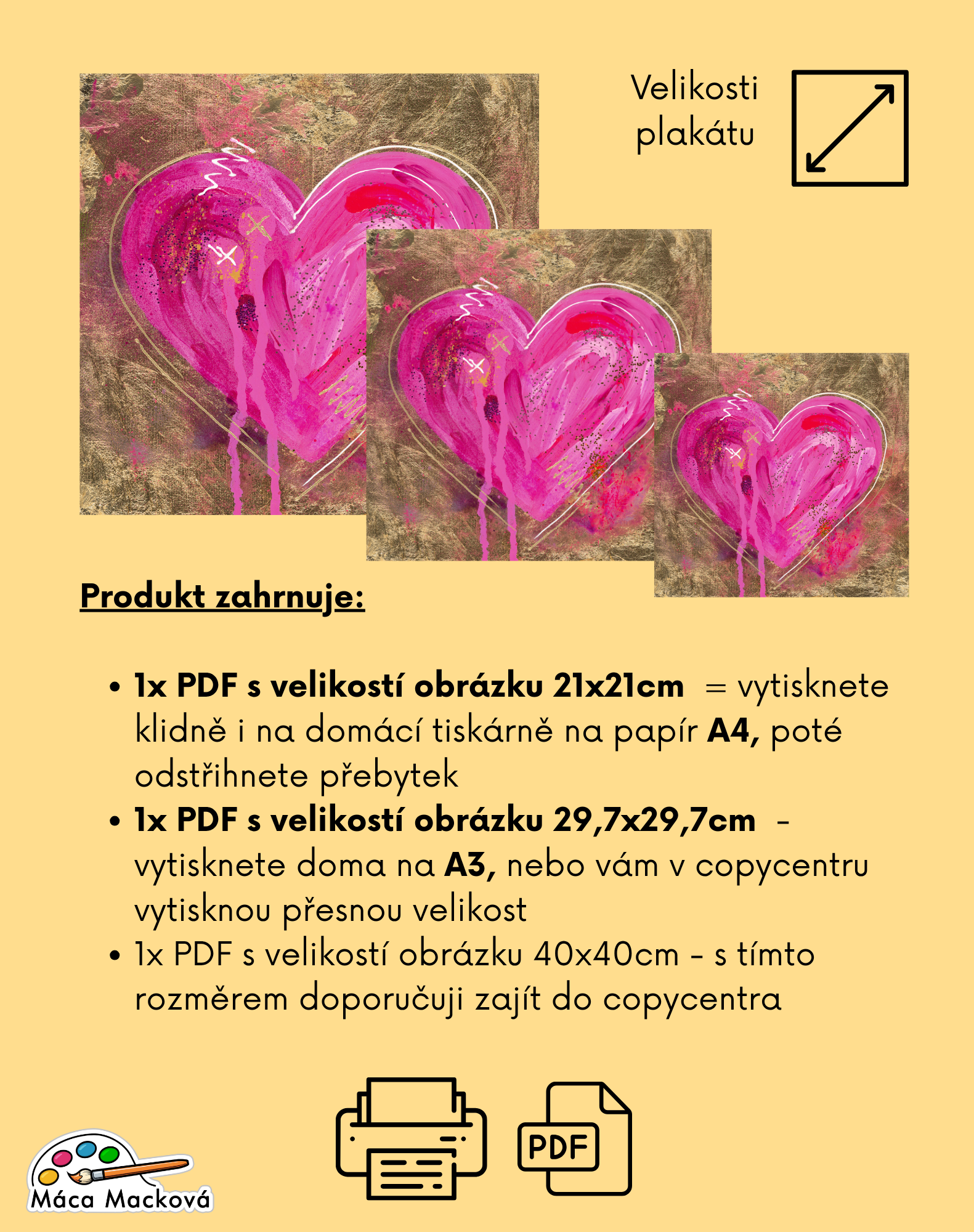 krásný originální plakát se srdcem v PDF k tisku