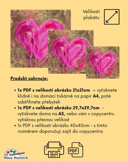 krásný originální plakát se srdcem v PDF k tisku