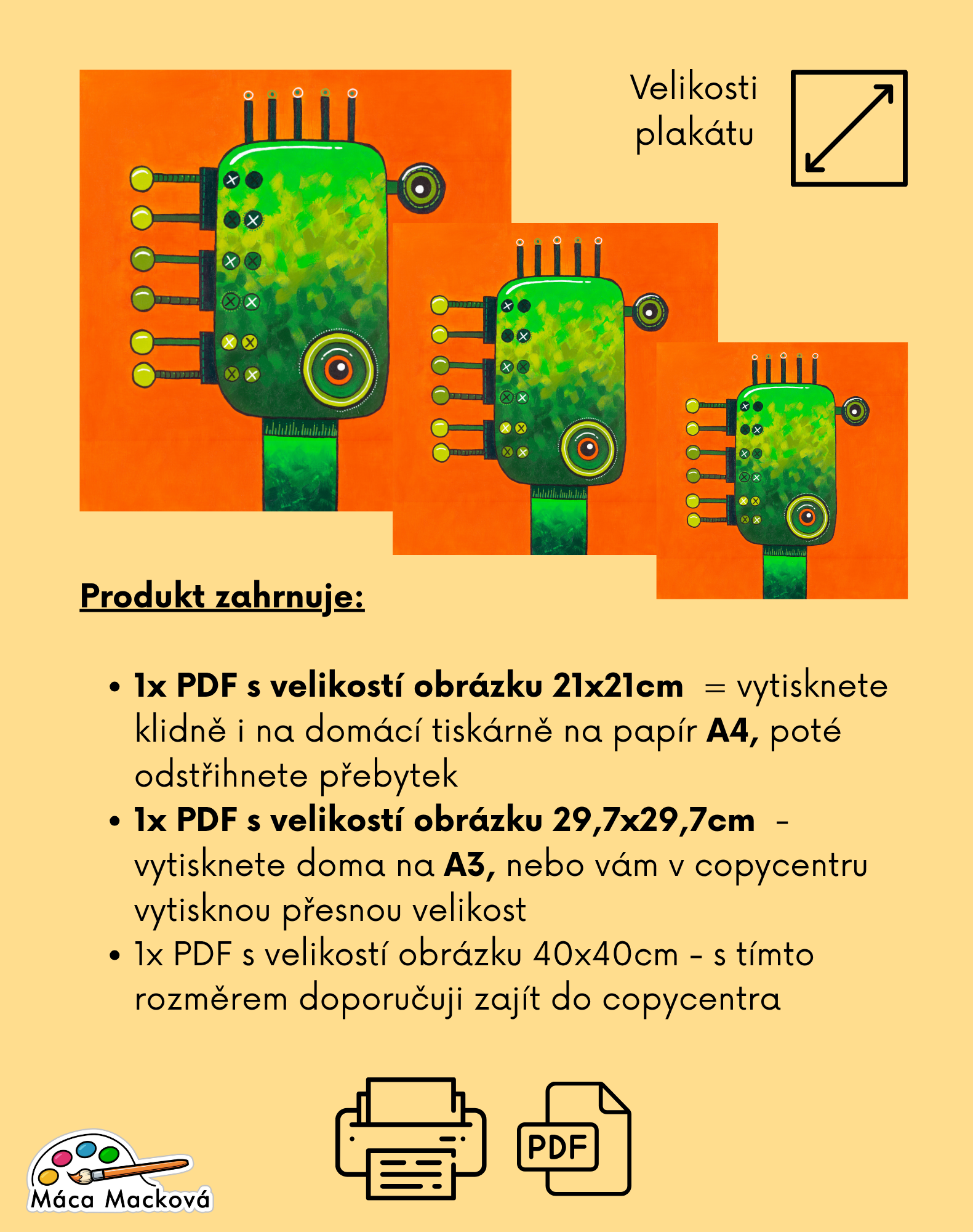 dětský plakát robot v PDF k tisku