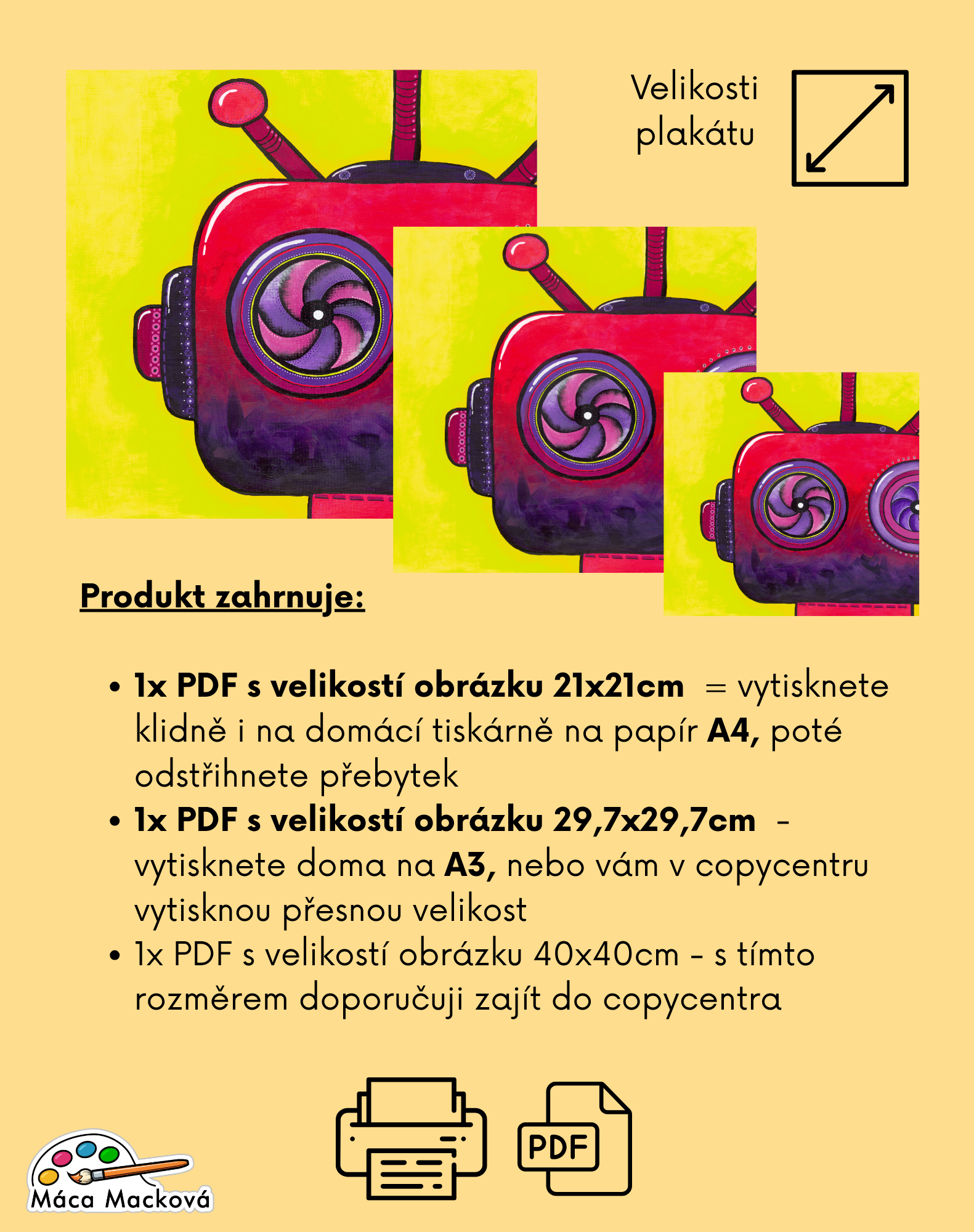 robot - dětský obrázek na stěnu do pokojíčku PDF