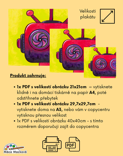 robot - dětský obrázek na stěnu do pokojíčku PDF
