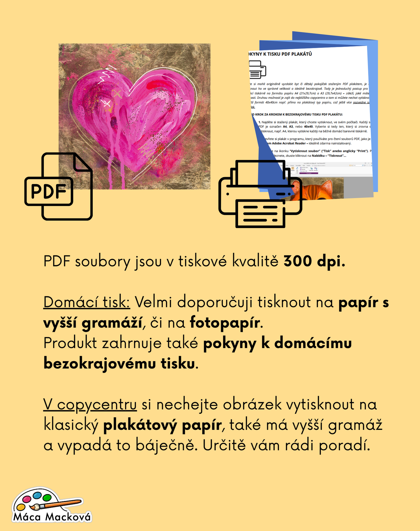 krásný originální plakát se srdcem v PDF k tisku