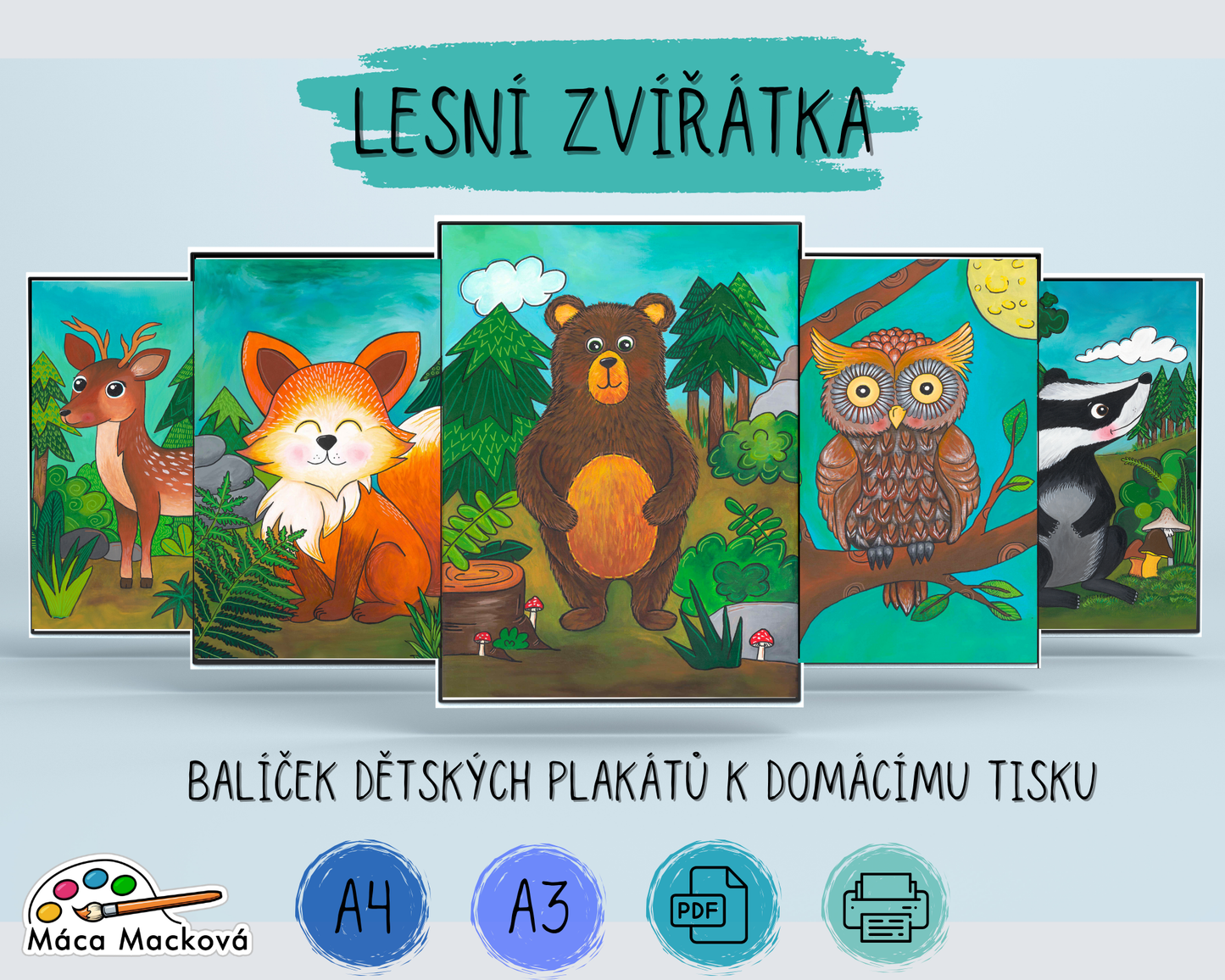PDF plakáty lesní zvířátka ihned k tisku