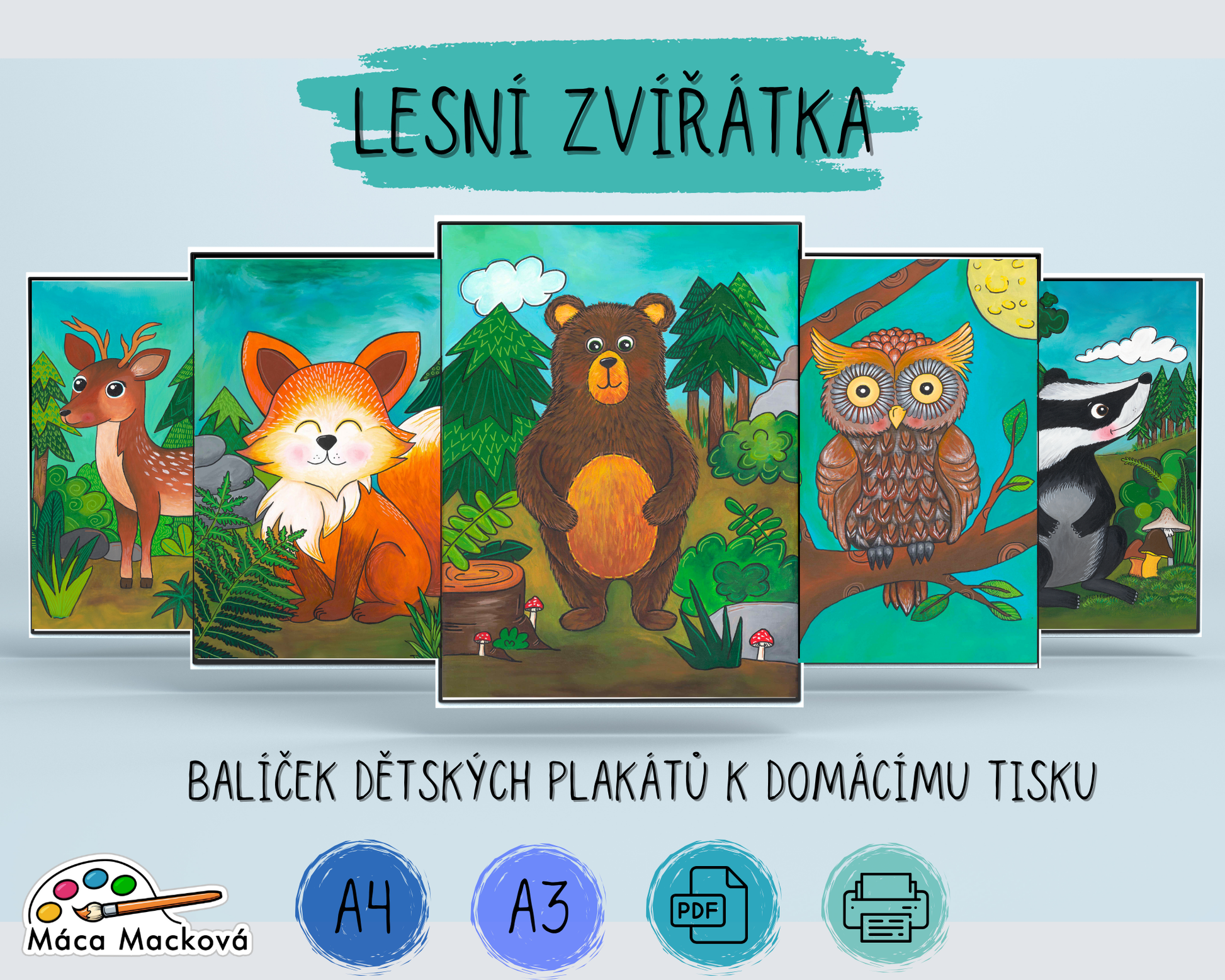 PDF plakáty lesní zvířátka ihned k tisku
