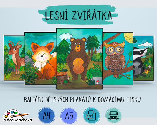 PDF plakáty lesní zvířátka ihned k tisku