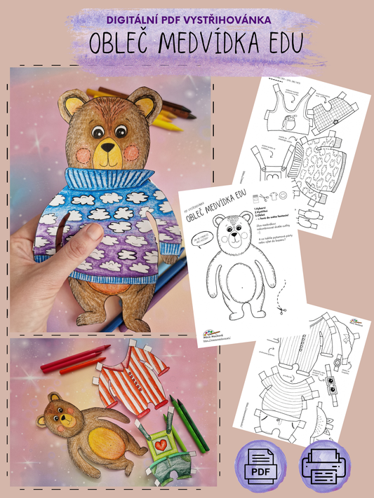 PDF vystřihovánka medvídek